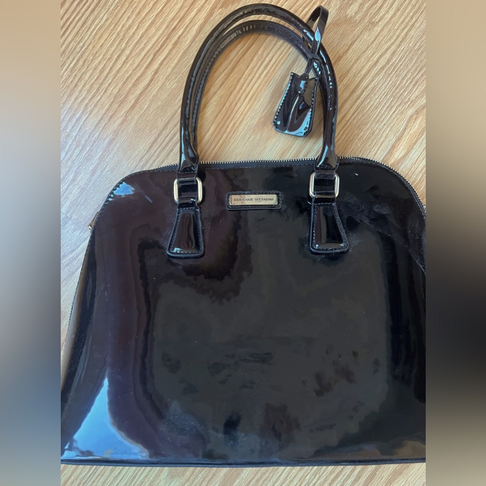 Adrienne Vittadini Bag,Black Patent Leather Adrienne Vittadini Satchelhandbag
